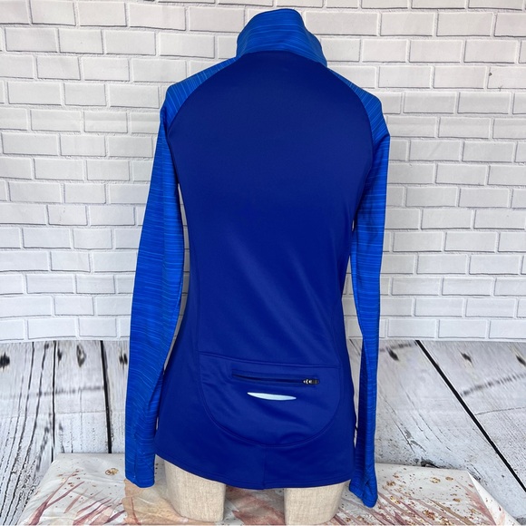 Under Armour Fitted Cold Gear 1/4 Zip Activewear Shirt Blue With Black Medium - Picture 3 of 10